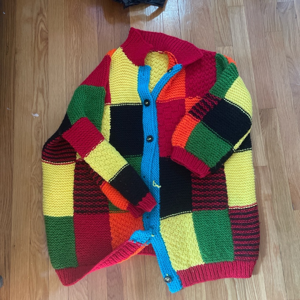 Colorful Oversized Patchwork Harry Styles Crochet Cardigan